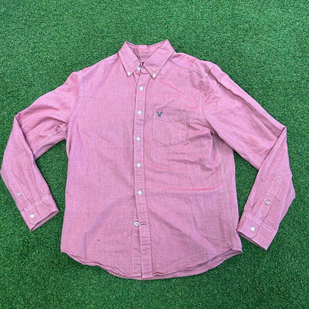 American Eagle Outfitters Mens Classic Fit Oxford Shirt Salmon Pink Medium